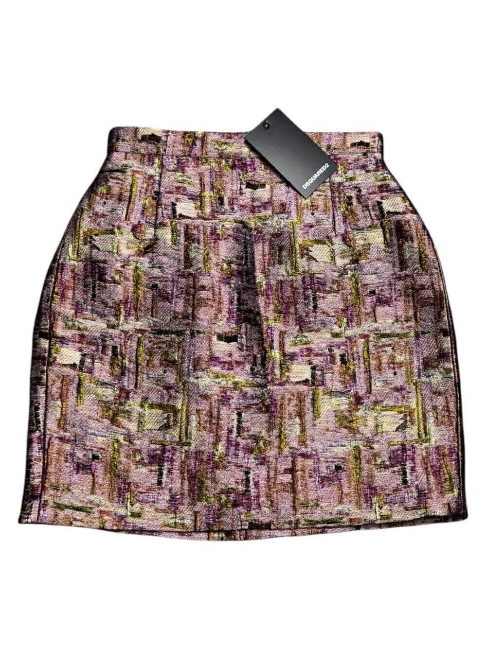 DSQUARED 2 Mini Skirt (NWT) Luxury Designer SILK BLEND Printed Women Size 2 (XS)